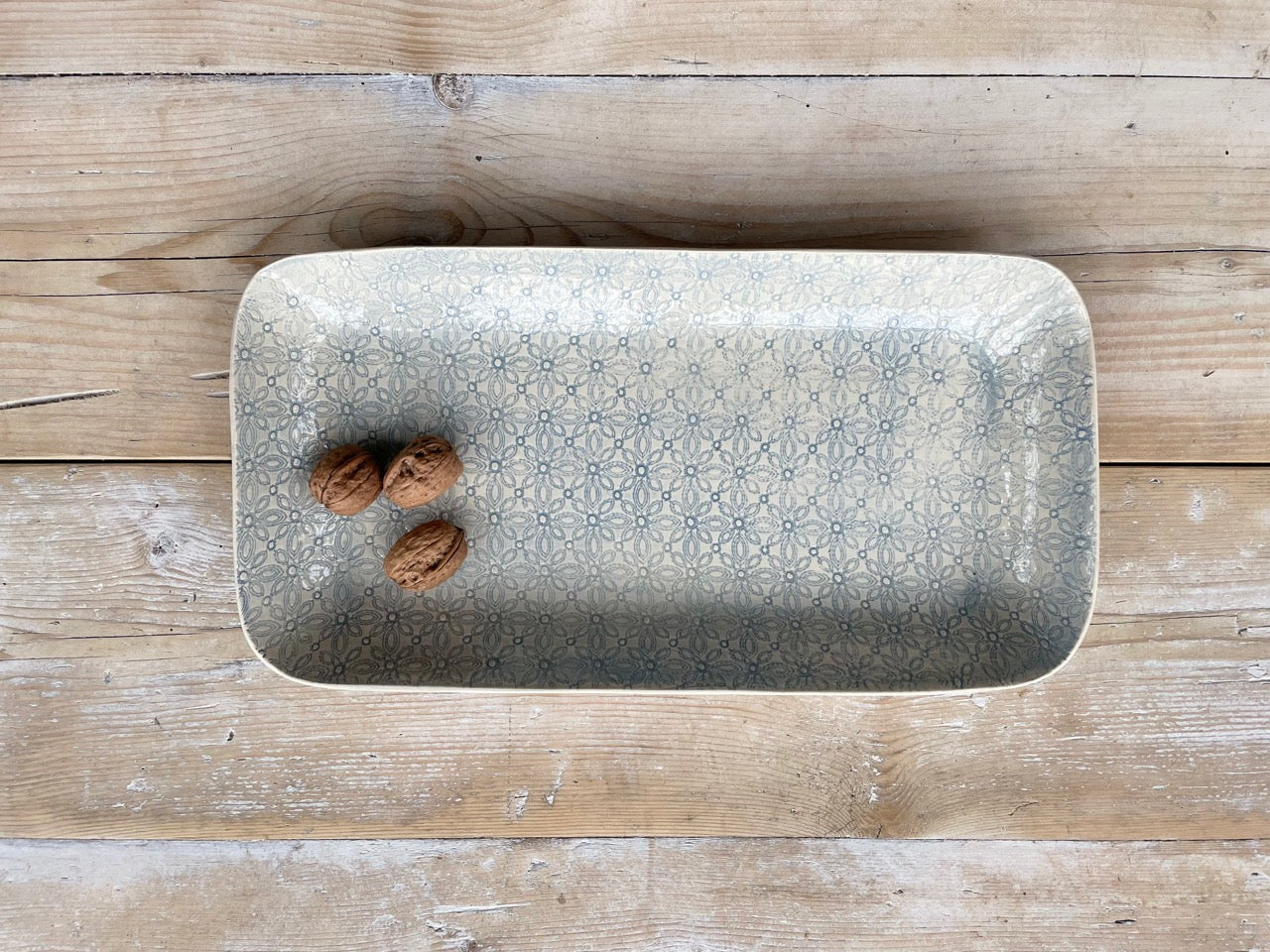 Wonki Ware Large Tray Patterned - Duck Egg