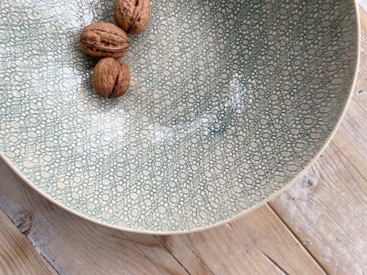 Wonki Ware Medium Salad Bowl Patterned - Duck Egg