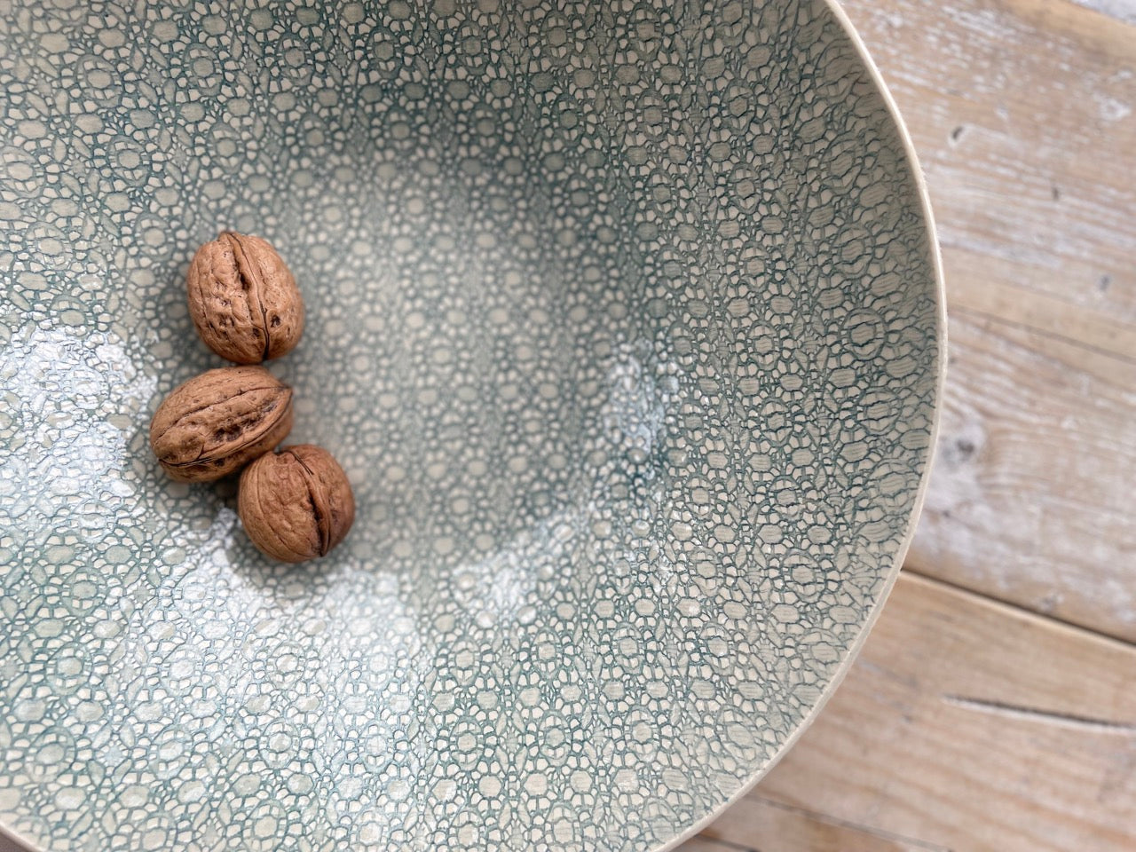 Wonki Ware Medium Salad Bowl Patterned - Duck Egg