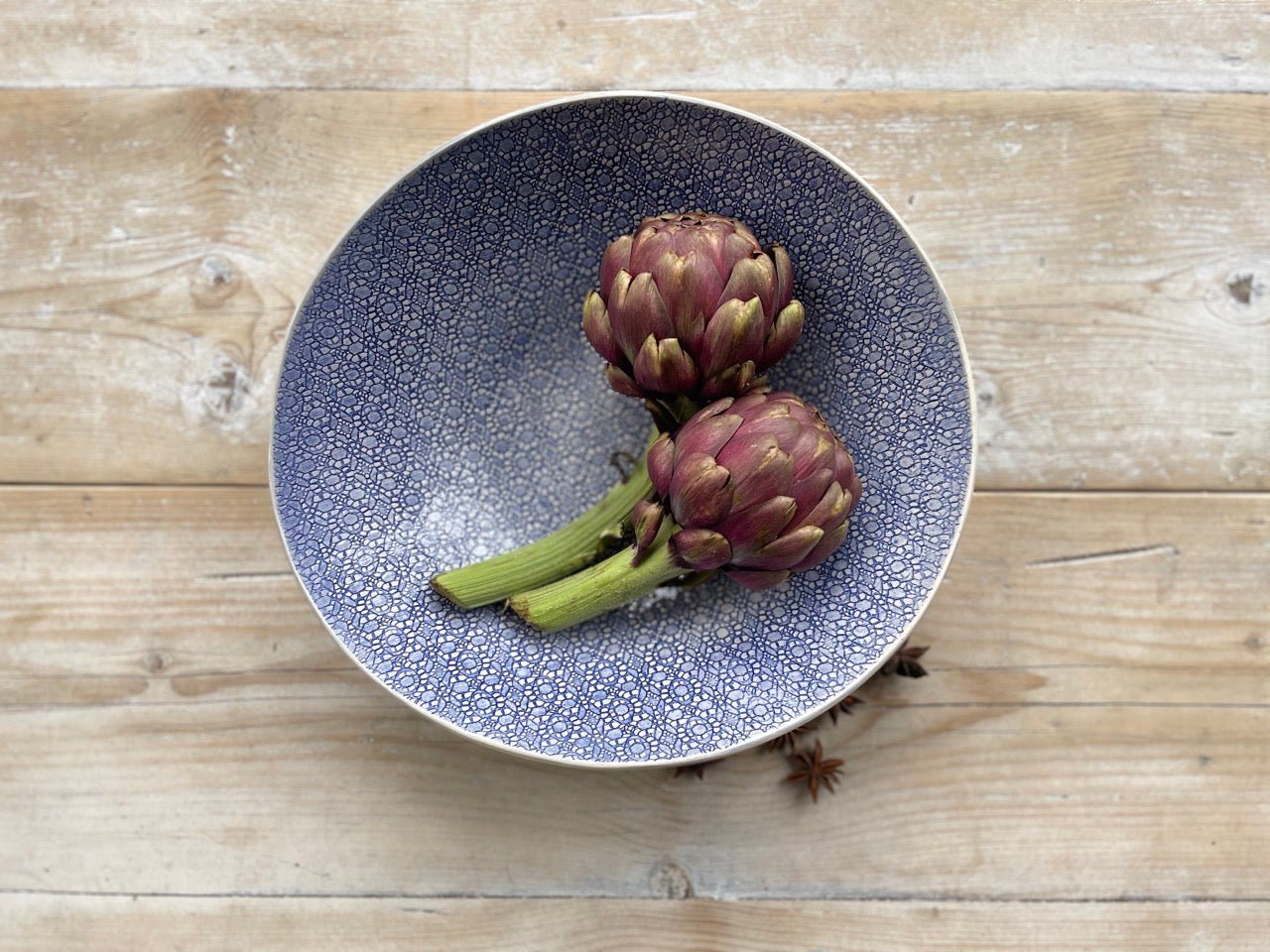 Wonki Ware Medium Salad Bowl Patterned - Blue