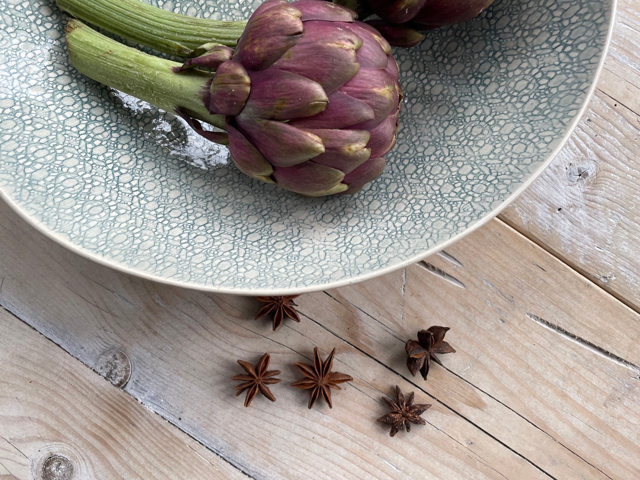 Wonki Ware Medium Salad Bowl Patterned - Duck Egg