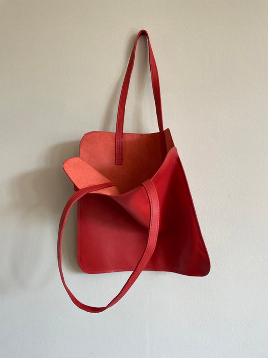 Marmalade Leather Tote Bag - Colour: Red