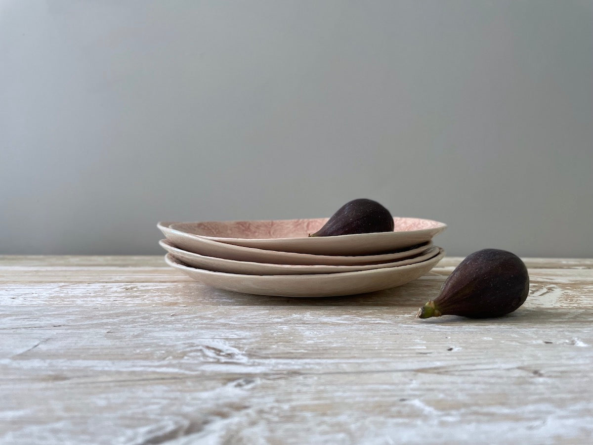 Wonki Ware Side Plates 23cm - Patterned Pink - Set of 4