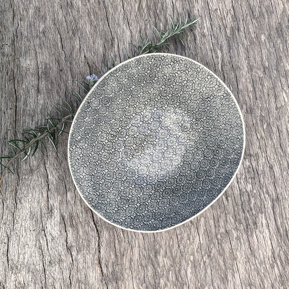 Wonki Ware Small Salad Bowl Patterned - Charcoal