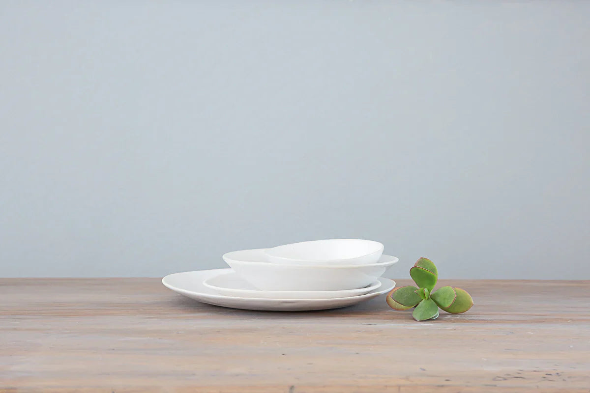 Shallow Pasta Bowl - Plain White - Set of 4