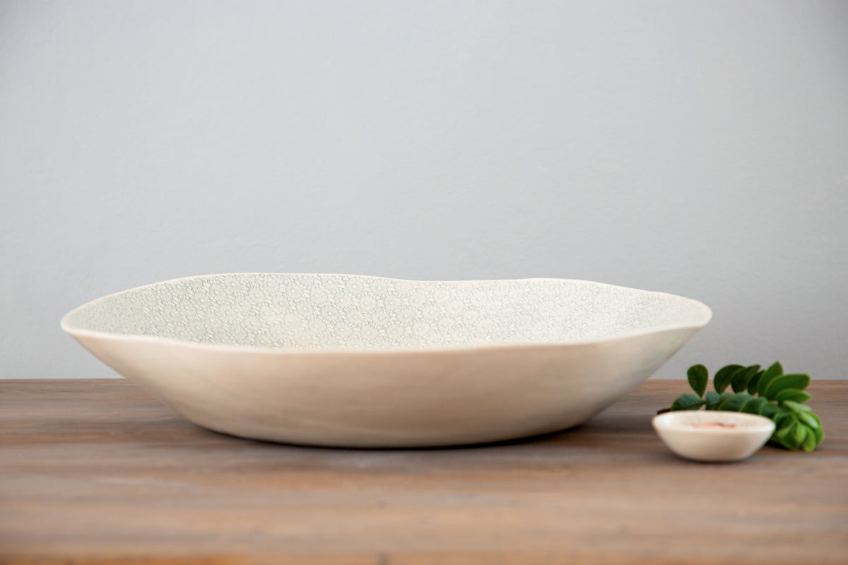 Wonki Ware XL Patterned Serving Platter Duck Egg