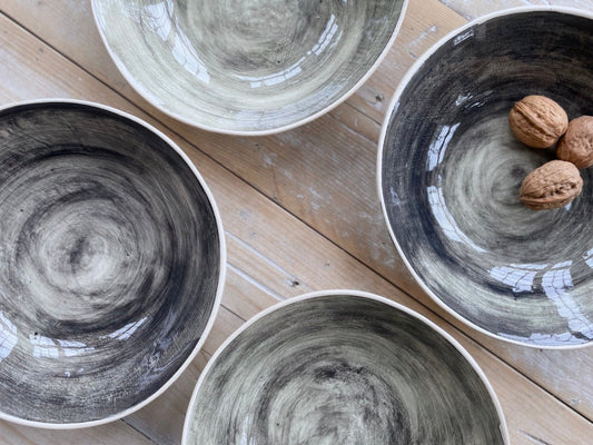 Breakfast Bowls - Set of 4 - Plain Wash Charcoal