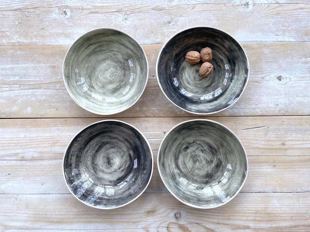 Breakfast Bowls - Set of 4 - Plain Wash Charcoal
