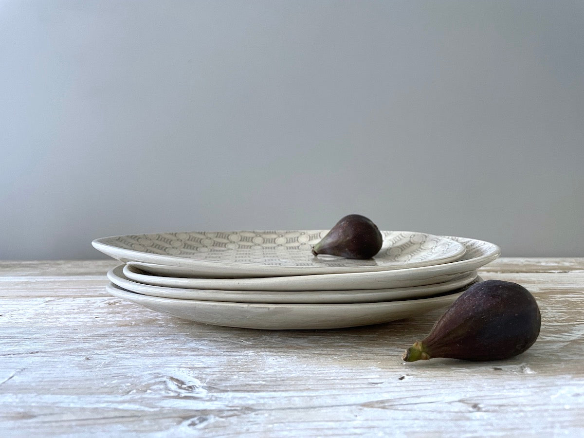 Wonki Ware Dinner Plates 28cm - Patterned Warm Grey - Set of 4