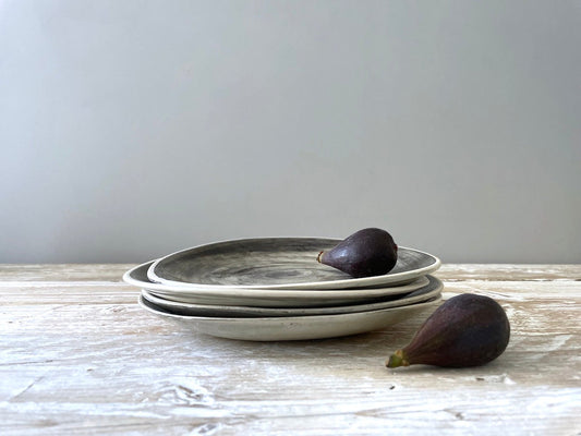 Wonki Ware Side Plates 23cm - Plain Wash Charcoal - Set of 4