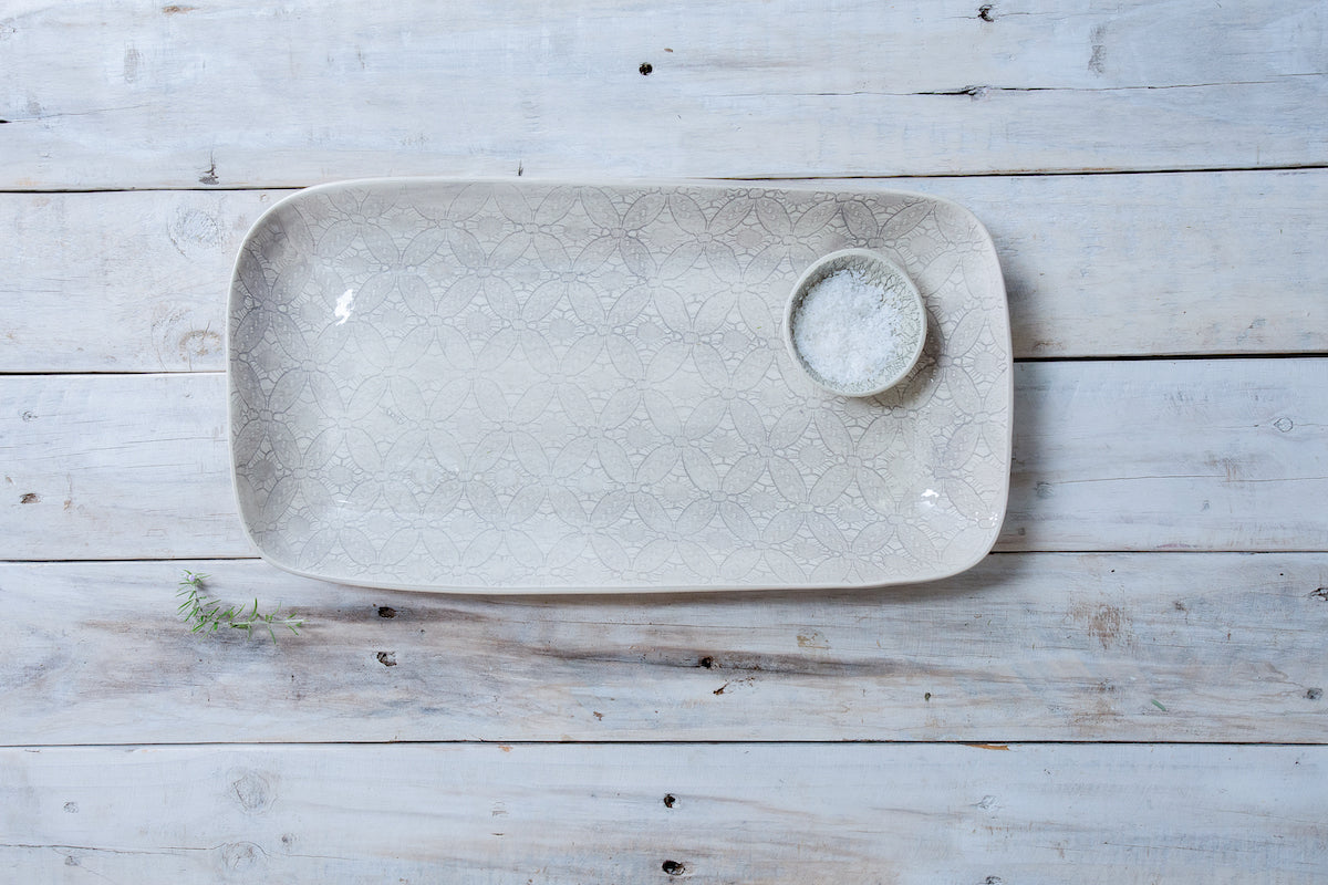 Wonki Ware Large Tray Patterned - Warm Grey