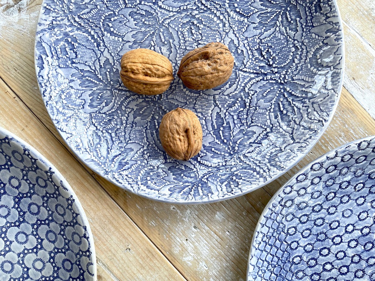 Wonki Ware Side Plates 23cm - Blue patterned - Set of 4