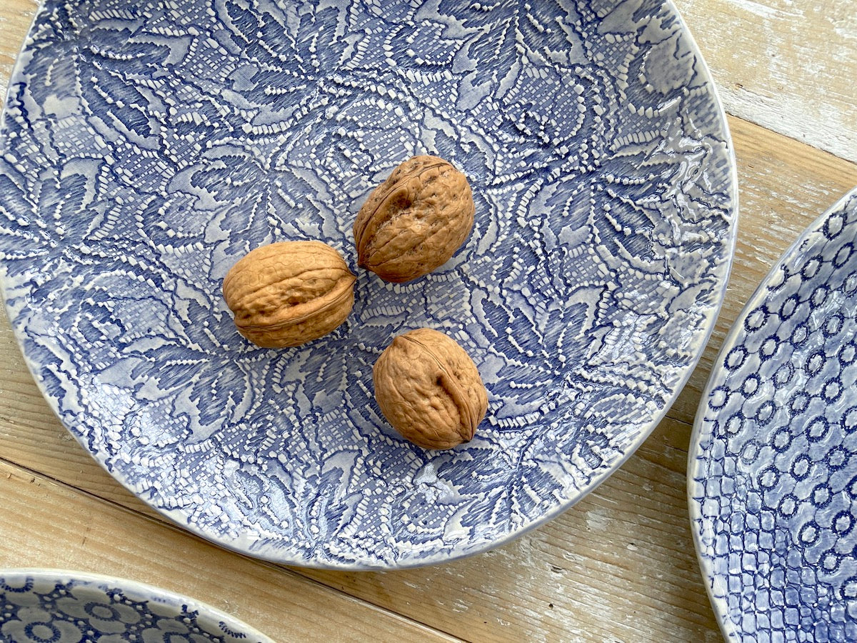 Wonki Ware Side Plates 23cm - Blue patterned - Set of 4