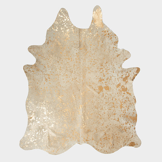 Natural and Gold Cow hide Rug