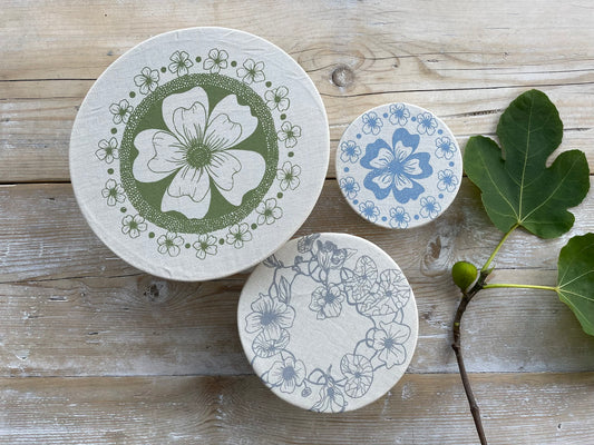 Halo Dish and Bowl Cover Small Set of 3 - Edible Flowers