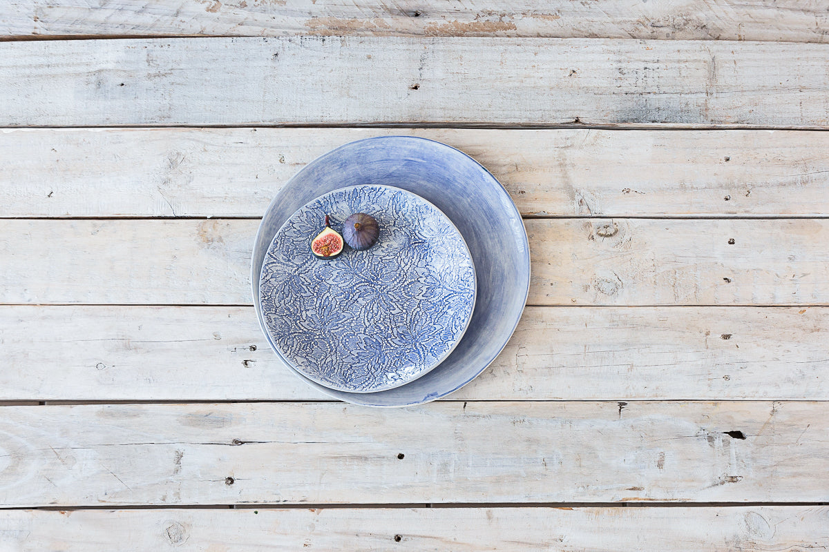 16-Piece Dinner Set - Blue Patterned & Blue Wash