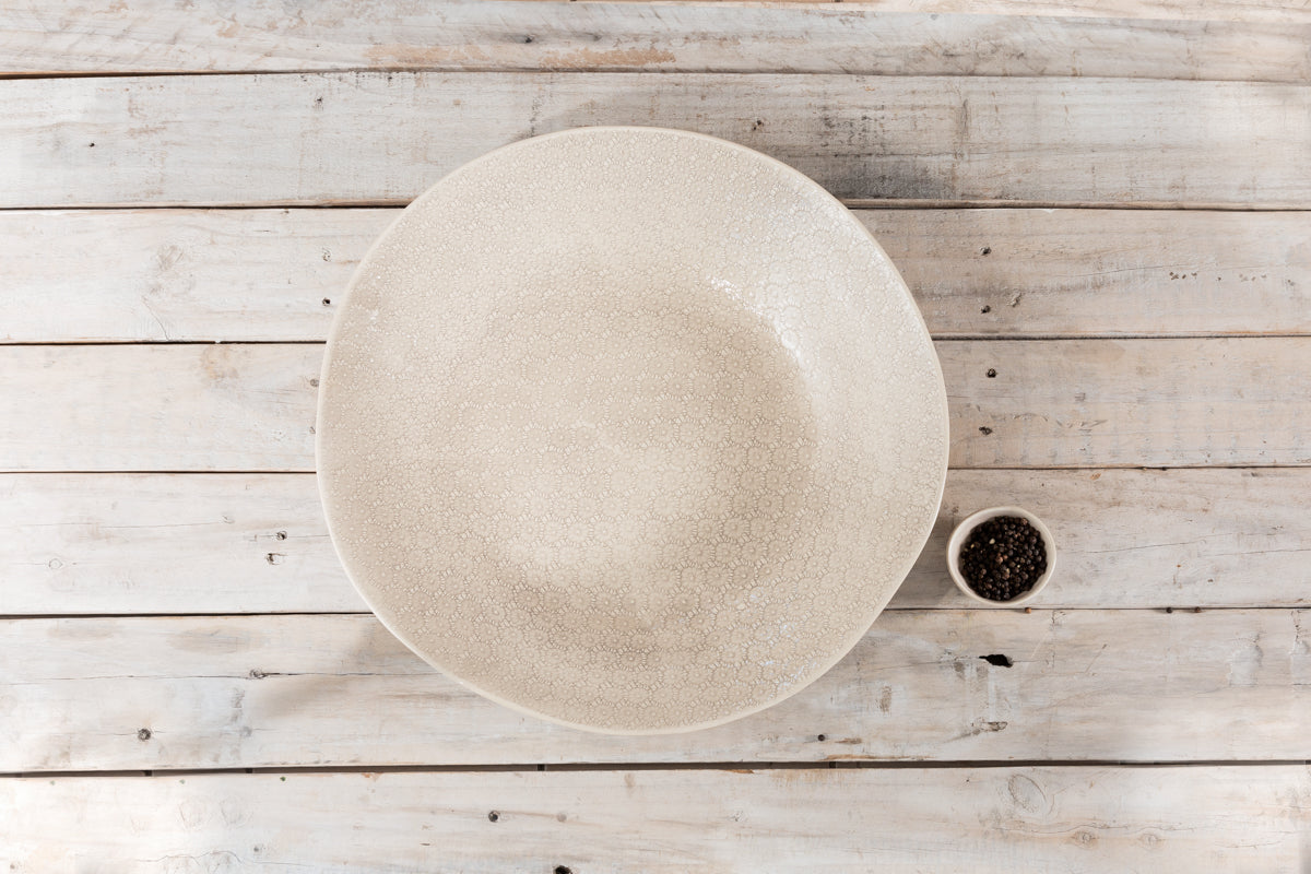 Extra Large Wonki Ware Patterned Salad Bowl in Warm Grey