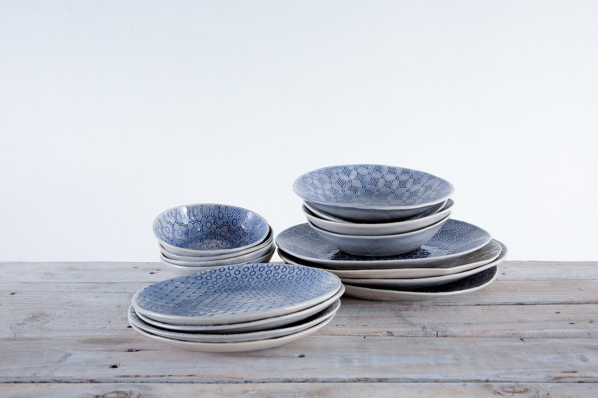 16 Piece Dinner Set - Blue Patterned