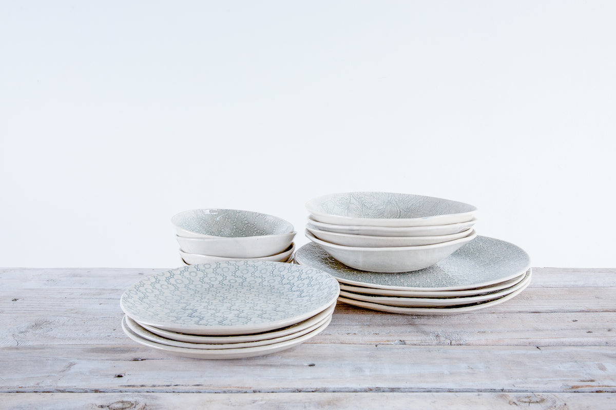 16-Piece Dinner Service - Duck Egg  Patterned