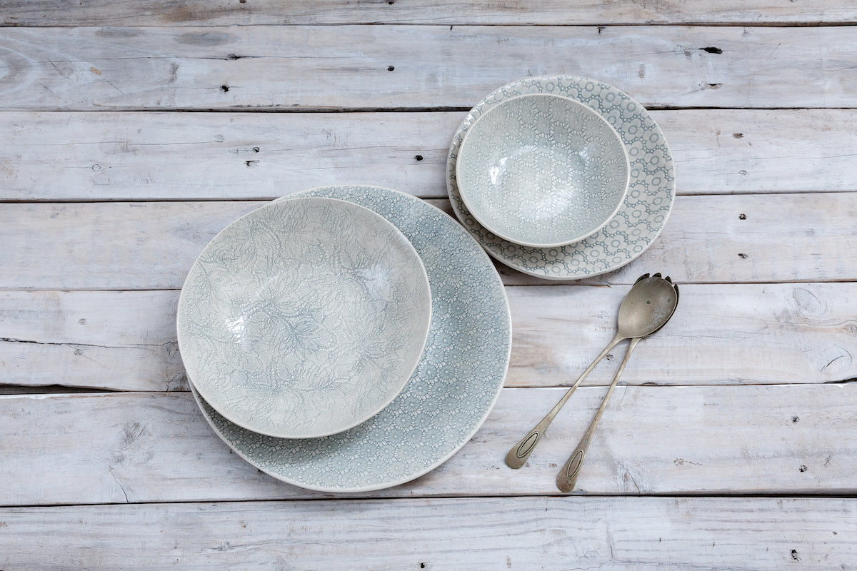 16-Piece Dinner Service - Duck Egg Patterned