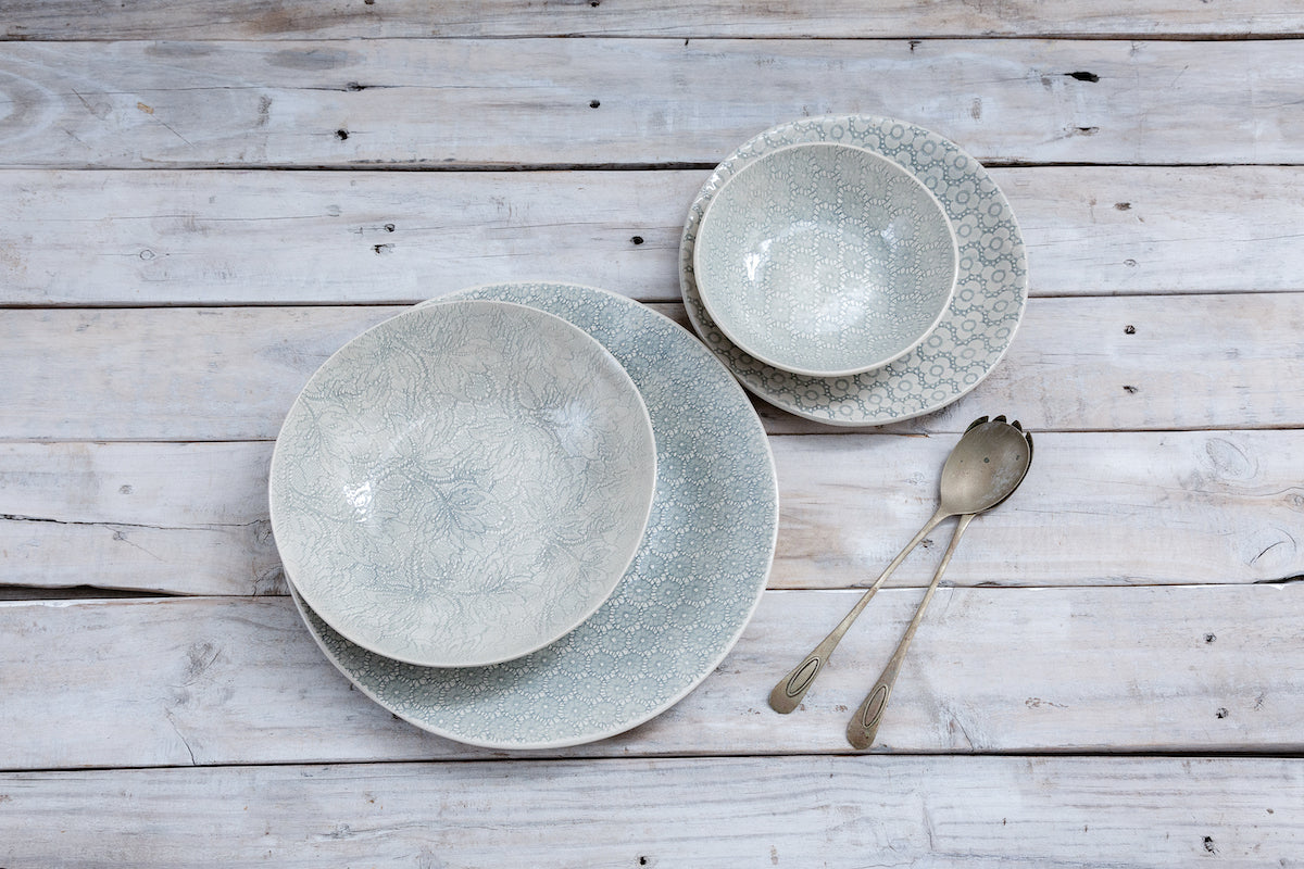 16-Piece Dinner Service - Duck Egg  Patterned