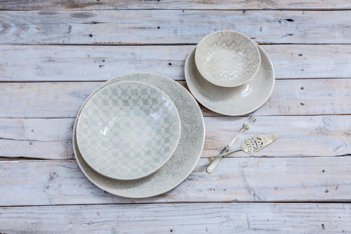 16-Piece Dinner Service - Duck Egg Patterned