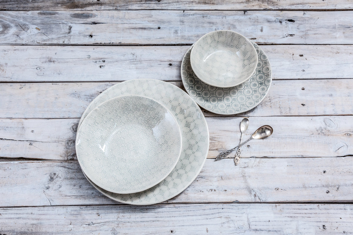 16-Piece Dinner Service - Duck Egg  Patterned