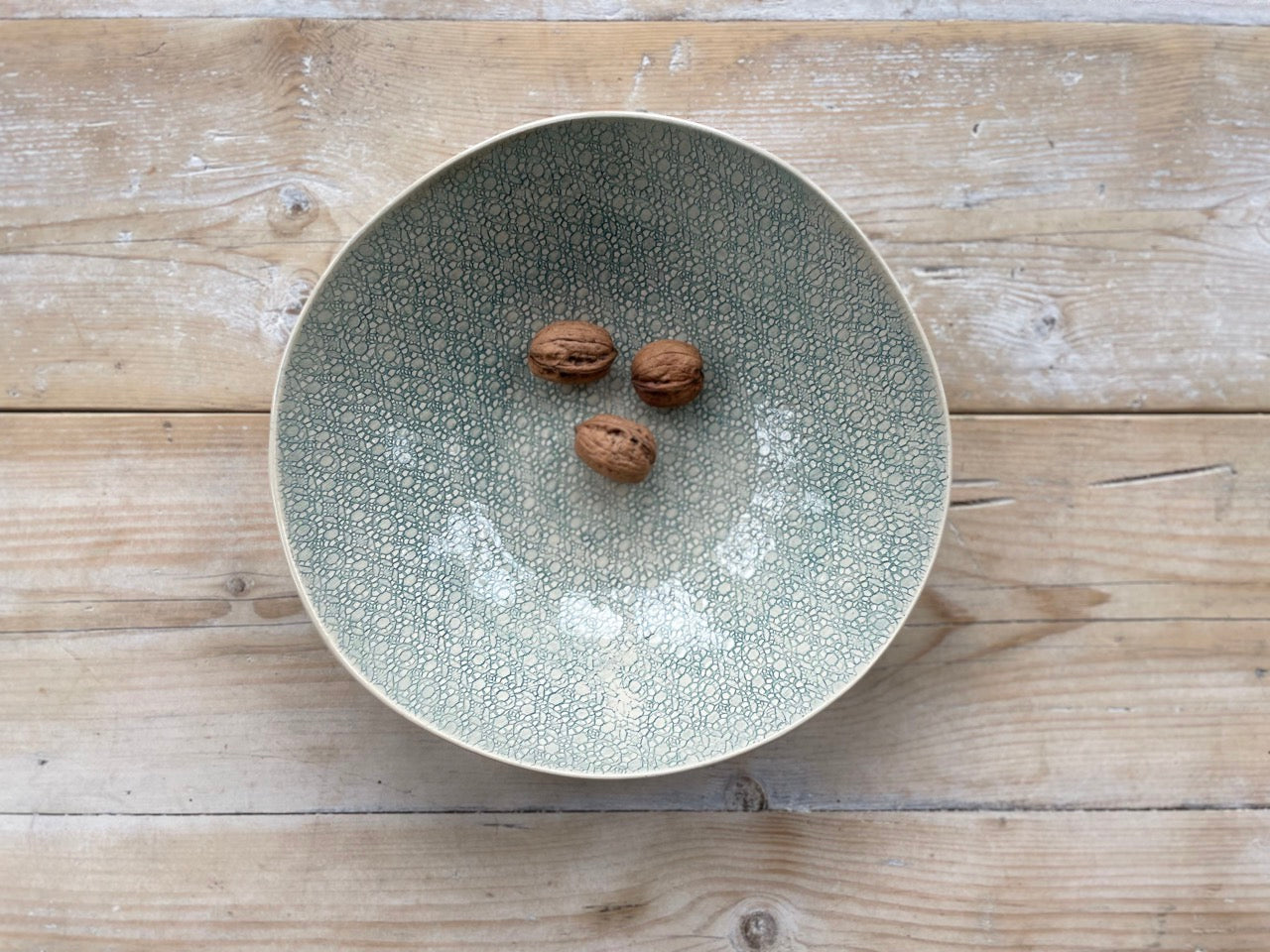 Wonki Ware Medium Salad Bowl Patterned - Duck Egg