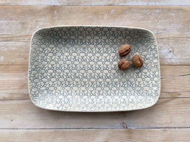 Wonki Ware Large Chicken Tray Patterned Duck Egg