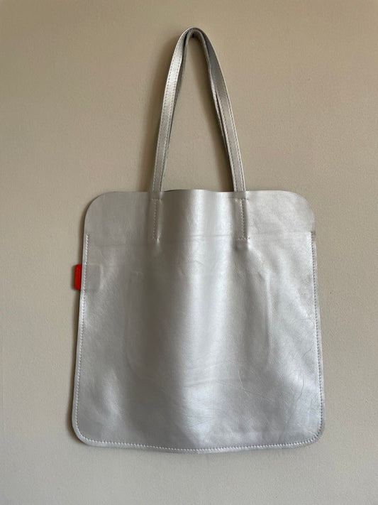 Marmalade Large Leather Tote Bag  45 x 45cm - Colour: Silver