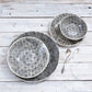 Wonki Ware 16 Piece Dinner Service – Mixed Pattern – Charcoal
