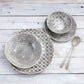 Wonki Ware 16 Piece Dinner Service – Mixed Pattern – Charcoal