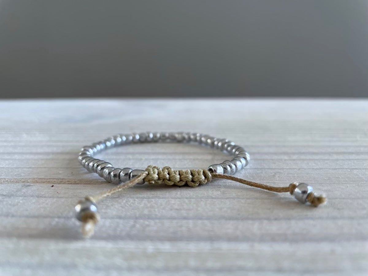 Silver Bracelet - Small Silver Glass Beads